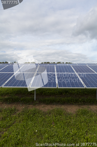 Image of Field with blue siliciom solar cells alternative energy