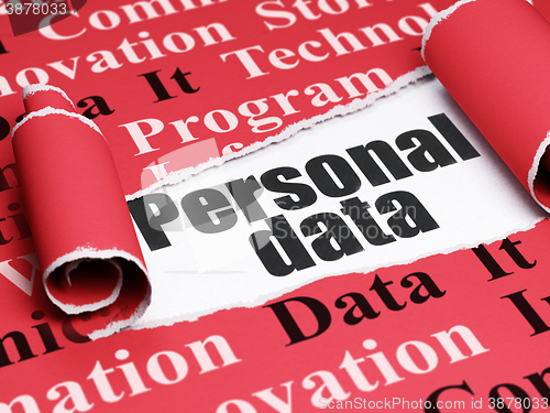 Image of Information concept: black text Personal Data under the piece of  torn paper