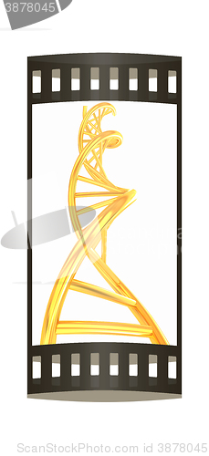 Image of DNA structure model on white. The film strip