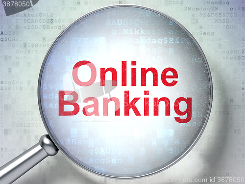 Image of Finance concept: Online Banking with optical glass