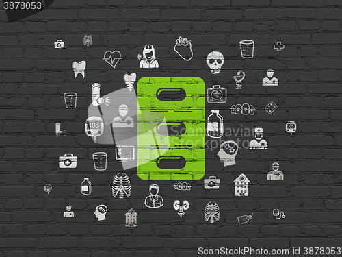 Image of Healthcare concept: Pills Blister on wall background