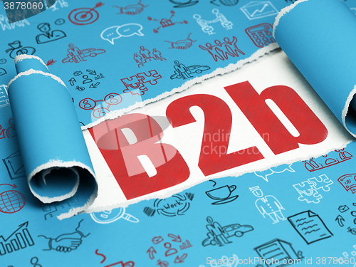 Image of Business concept: red text B2b under the piece of  torn paper