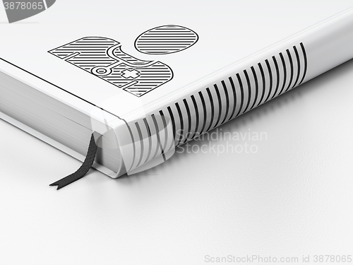 Image of Medicine concept: closed book, Doctor on white background