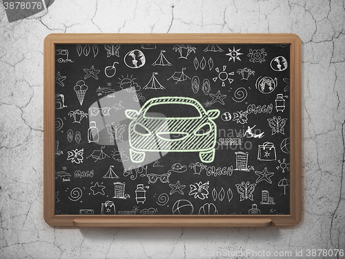 Image of Vacation concept: Car on School board background