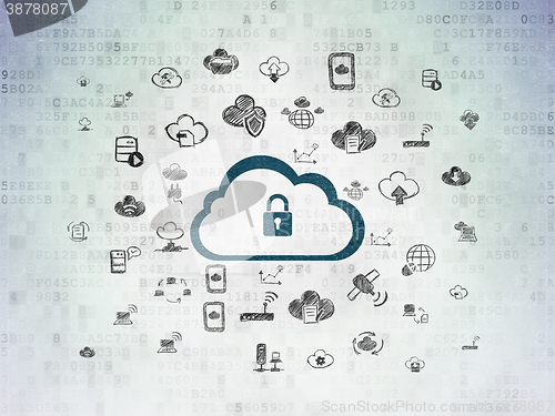Image of Cloud technology concept: Cloud With Padlock on Digital Paper background
