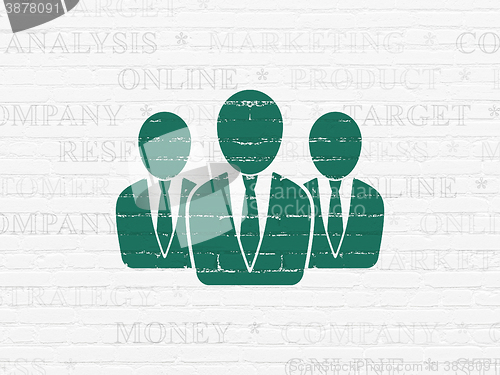 Image of Advertising concept: Business People on wall background