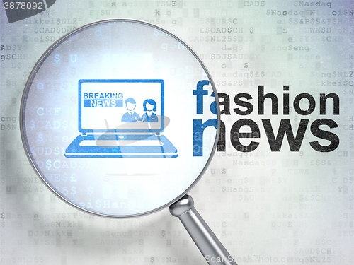Image of News concept: Breaking News On Laptop and Fashion News with optical glass