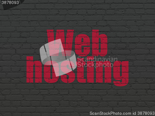 Image of Web development concept: Web Hosting on wall background