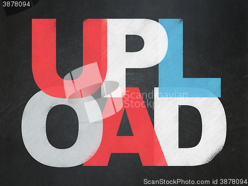Image of Web development concept: Upload on School board background