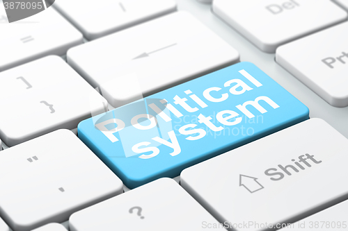 Image of Politics concept: Political System on computer keyboard background