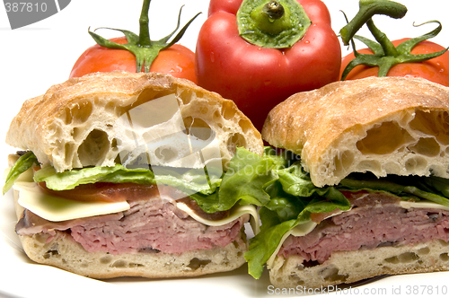 Image of roast beef boursin cheese ciabatta bread sandwich