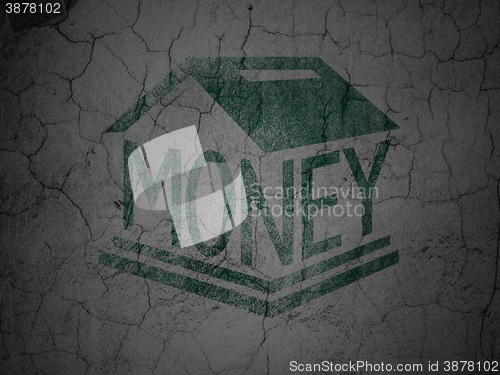 Image of Money concept: Money Box on grunge wall background