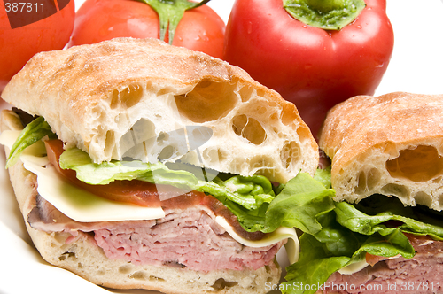 Image of roast beef boursin cheese ciabatta bread sandwich