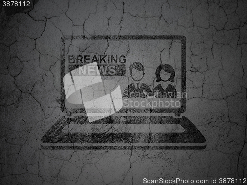 Image of News concept: Breaking News On Laptop on grunge wall background