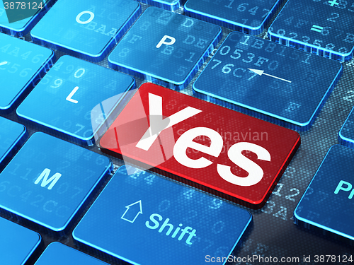 Image of Finance concept: Yes on computer keyboard background