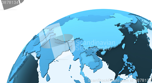 Image of Asia on translucent Earth