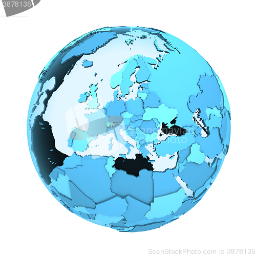 Image of Europe on translucent Earth