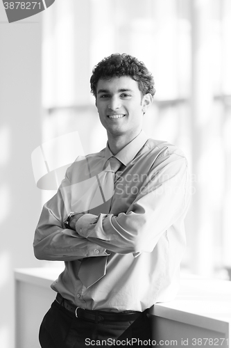 Image of portrait of young business man at modern office