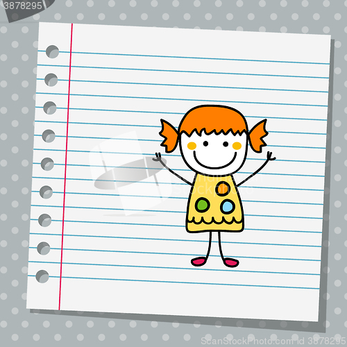 Image of notebook paper with little girl