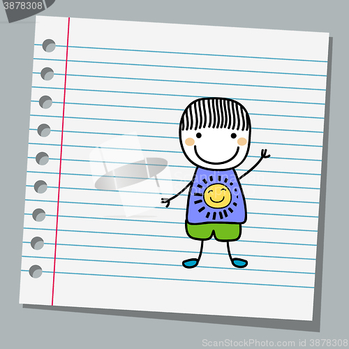 Image of notebook paper with little boy