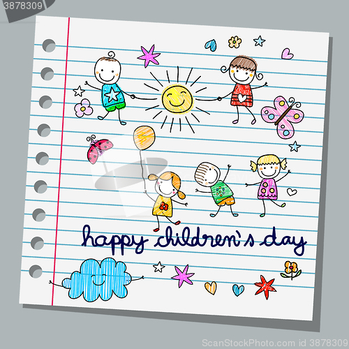 Image of notebook paper happy children day