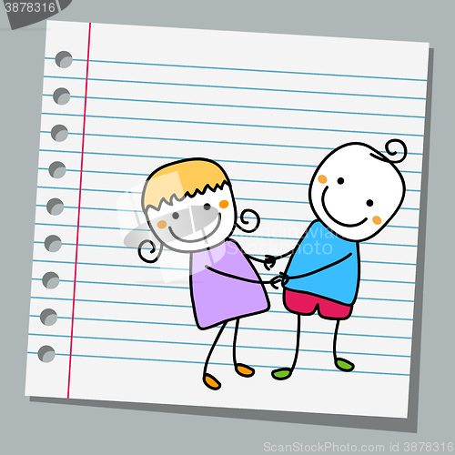 Image of notebook paper cute couple