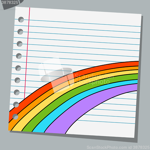 Image of notebook paper with rainbow