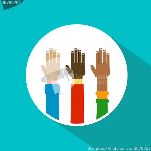 Image of diversity hands raised