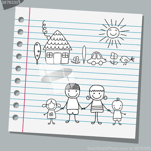 Image of notebook paper with family