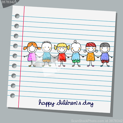 Image of notebook paper happy children day
