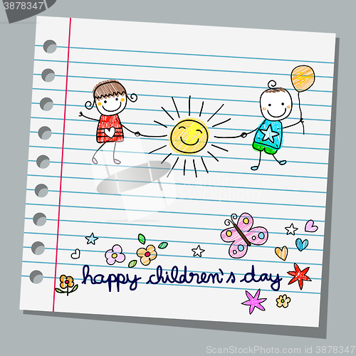 Image of notebook paper happy children day