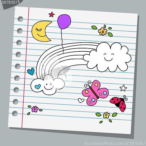 Image of notebook paper with butterfly