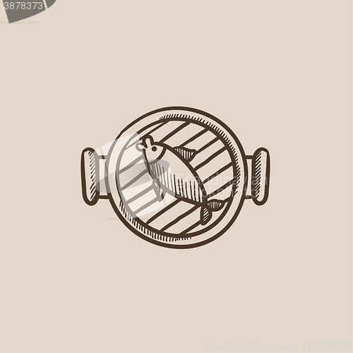 Image of Fish on grill sketch icon.