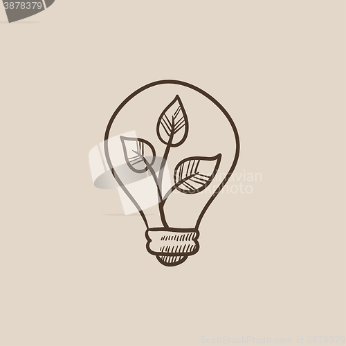 Image of Lightbulb and plant inside sketch icon.