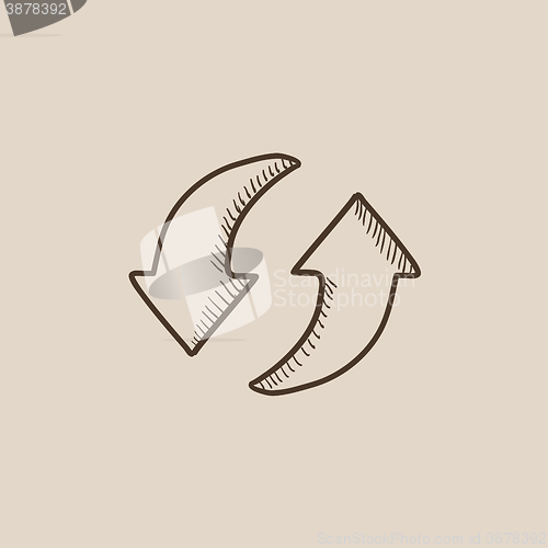 Image of Two circular arrows sketch icon.