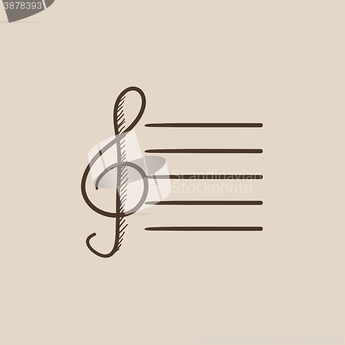 Image of Treble clef sketch icon.