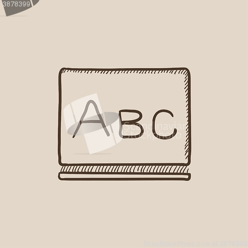 Image of Letters abc on blackboard sketch icon.