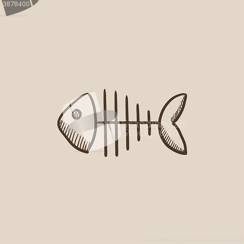 Image of Fish skeleton sketch icon.