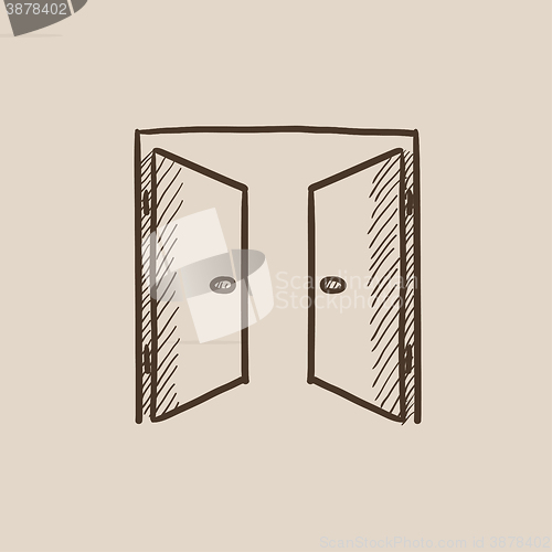 Image of Open doors sketch icon.