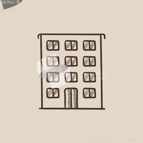 Image of Residential building sketch icon.