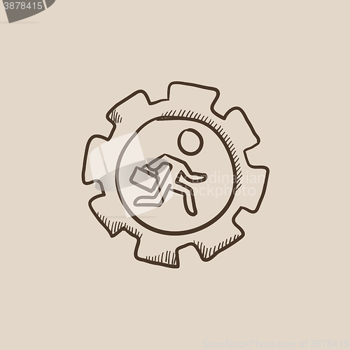 Image of Man running inside the gear sketch icon.