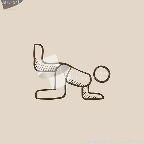 Image of Man exercising buttocks sketch icon.