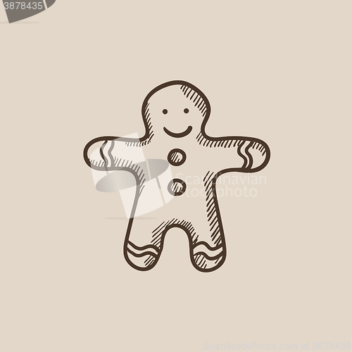 Image of Gingerbread man sketch icon.