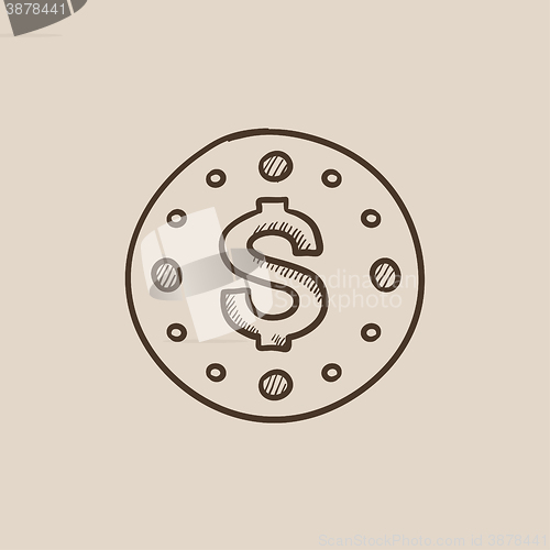 Image of Wall clock with dollar symbol sketch icon.