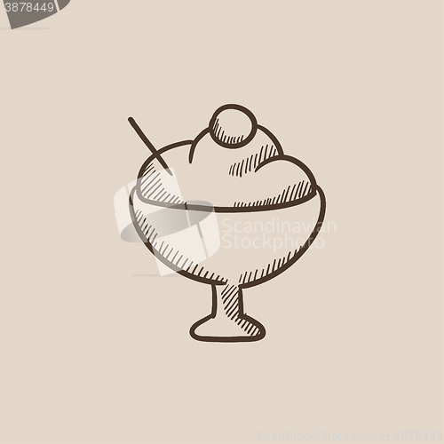 Image of Cup of ice cream sketch icon.