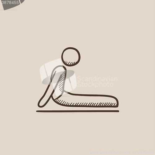 Image of Man practicing yoga sketch icon.