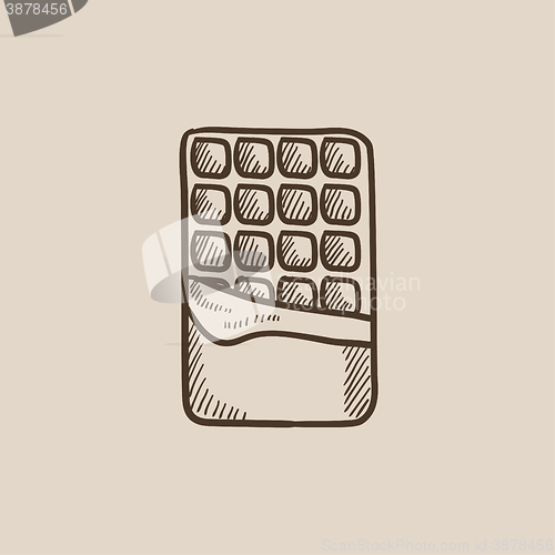 Image of Opened bar of chocolate sketch icon.