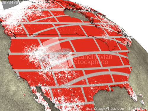 Image of USA on brick wall Earth