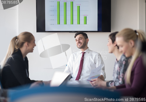 Image of young business people group on meeting at office