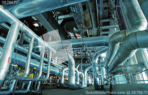 Image of Industrial zone, Steel pipelines and valves